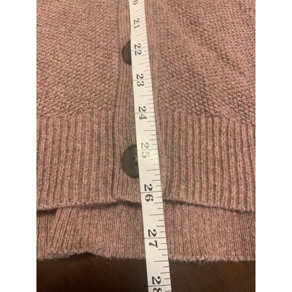 Madewell M Knit Button-Up V-Neck Cardigan Sweater Dusty Rose Casual - Picture 5 of 7